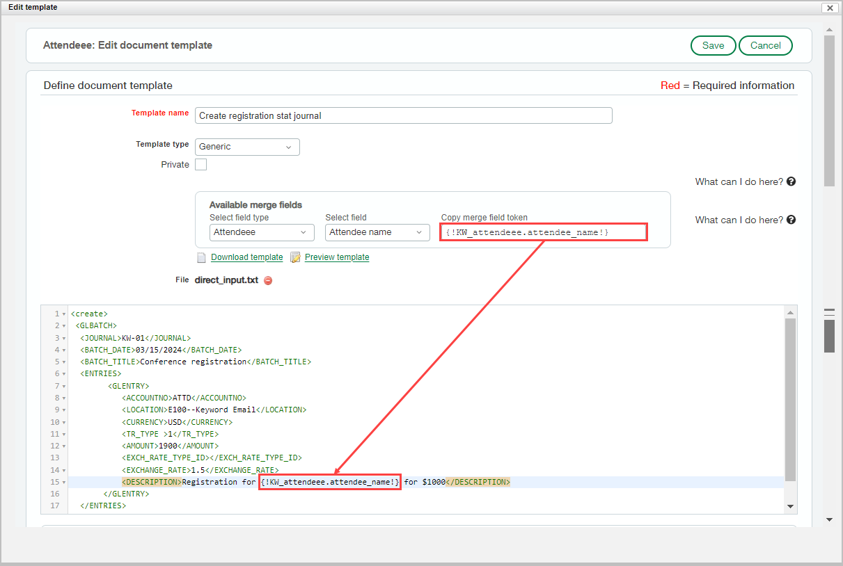 Copy merge field in UI