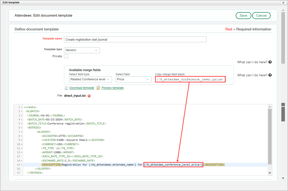 Copy merge field in UI