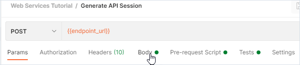 Postman tab for request body