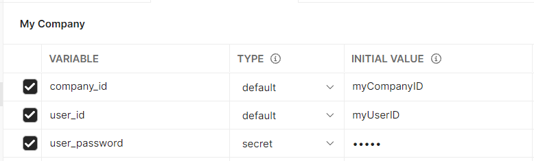 Postman set environment variables